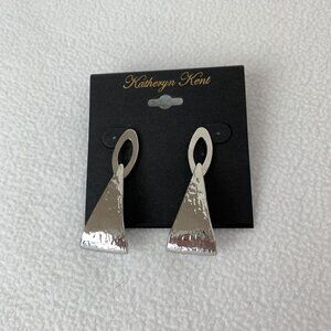 Katheryn Kent Silver Toned Triangle Metallic Drop Fashion Earrings